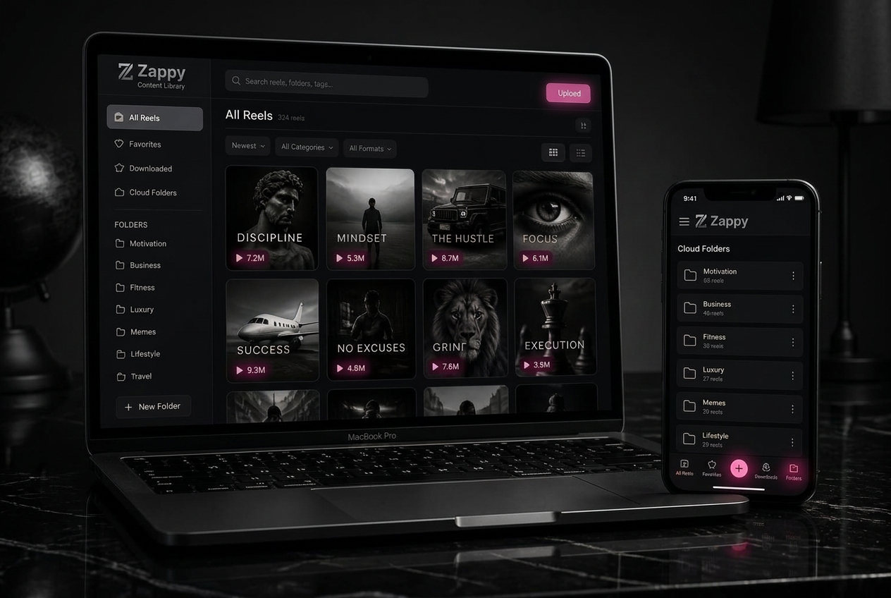 Zappy dashboard shown on MacBook and iPhone